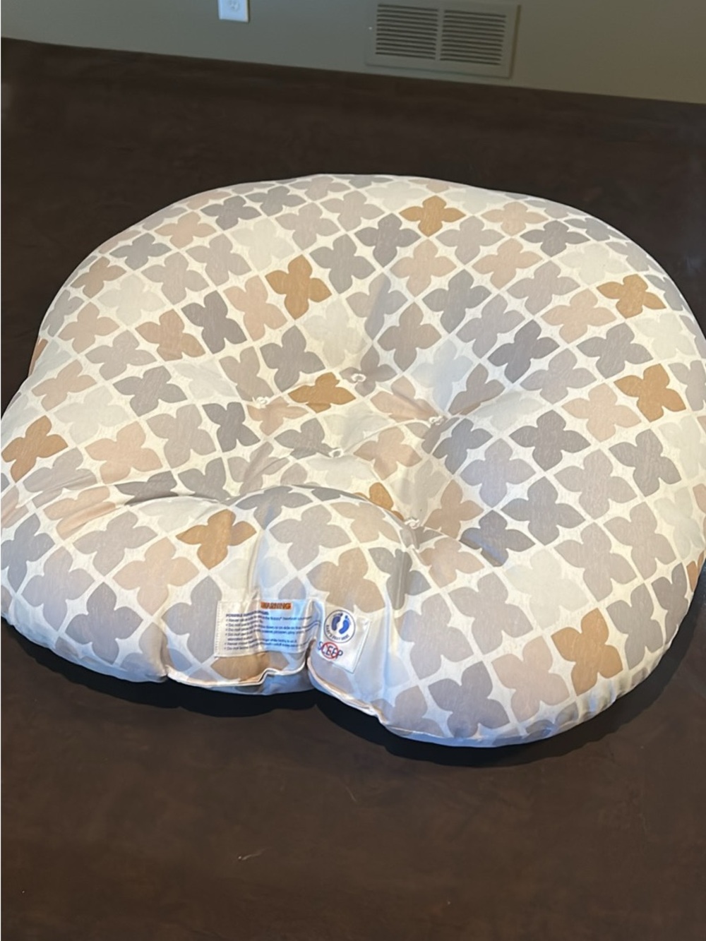 Boppy Support Pillow in Cream with Tan & Light Gray Geo Pattern